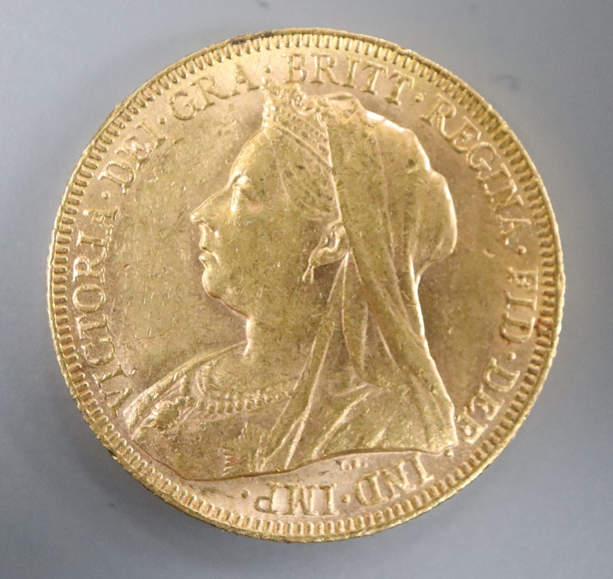 A Victorian 1894 gold sovereign, GVF